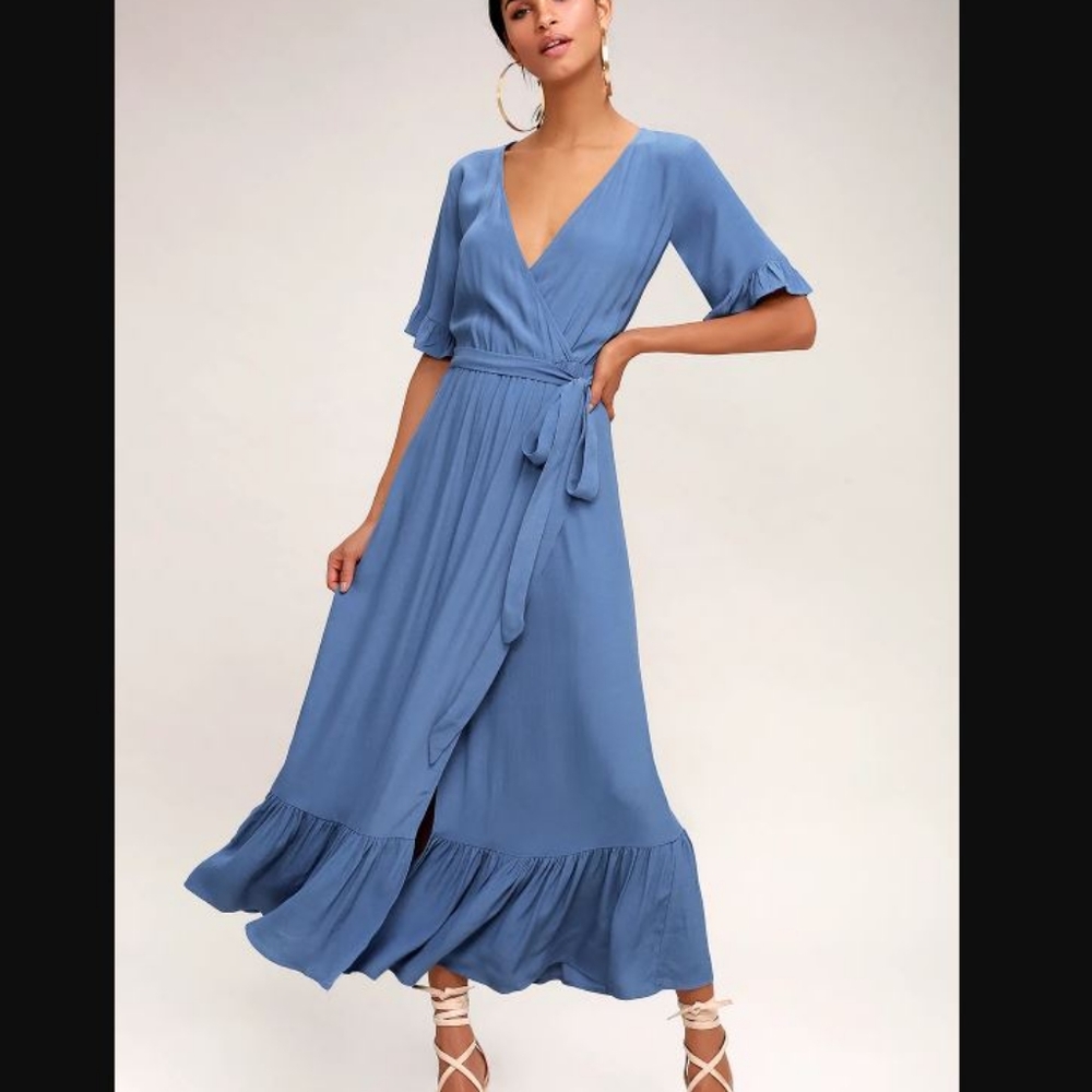Lucy Love Enchanted Slate Blue Wrap dress